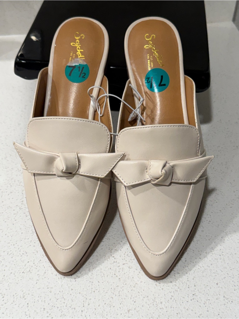 Seychelles Cream Knot-Trim Pointed Toe Mule